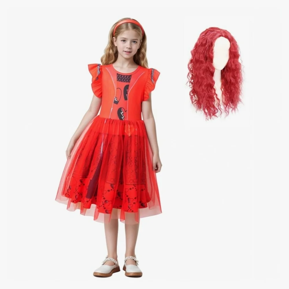 Disney Descendant 4 The Rise of Red Princess Costume with Wig NWOT - Picture 1 of 8